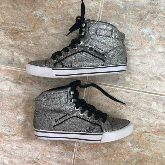 Silver sparkle high top sneakers - Picture 1 of 8